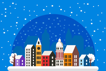 Lifestyle illustration of urban life. The flat landscapeのイラスト素材