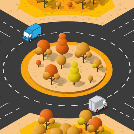 Lifestyle crossroads illustration of the city block with peopleのイラスト素材