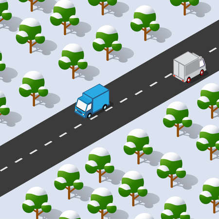 Perspective winter view from above to the cityのイラスト素材