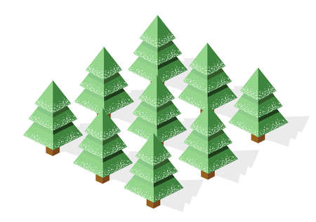 Snow covered Christmas trees forest countryside in the snow winterのイラスト素材