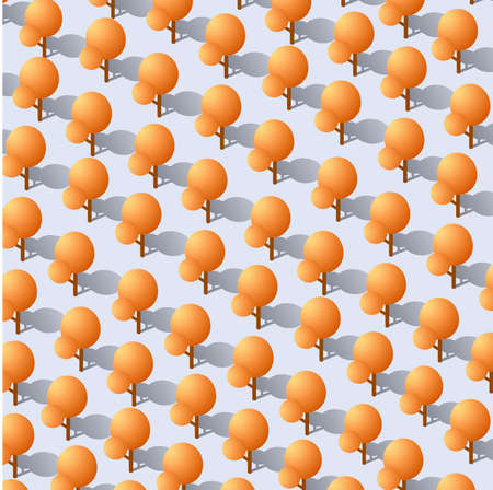 Isometric 3d park with a Orange tree of summer nature forest landscapeのイラスト素材