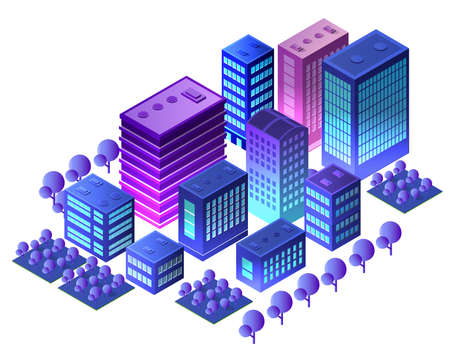 The night city background 3D illustration neon ultravioletのイラスト素材