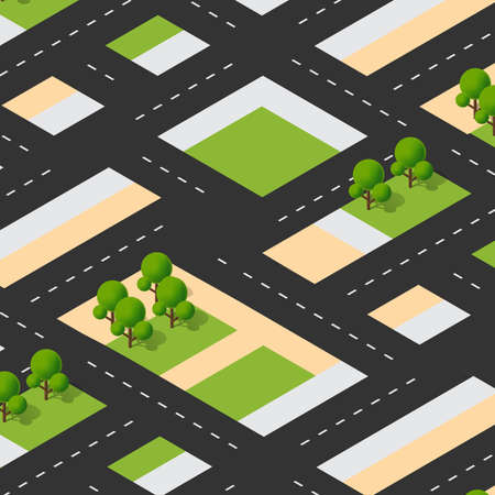 Isometric 3d block module of the district part of the cityのイラスト素材
