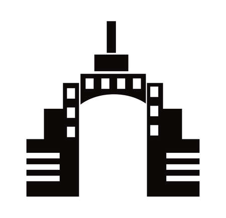 Black silhouette single factory construction building for designのイラスト素材