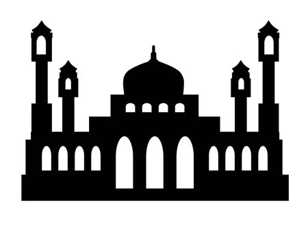 The black silhouettes of Islamic Ramadan cityscapesのイラスト素材