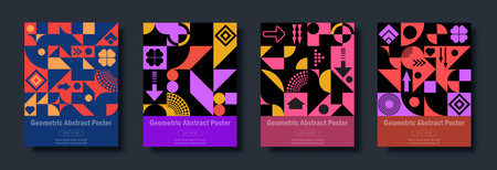 Cover Set illustration geometric pattern with basic design elements