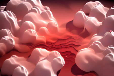 Abstract streaks of red paint explosion ink pattern texture art paperの写真素材