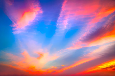 Evening sunset with clouds of red hue. AI Generativeの写真素材