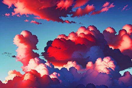 Evening sunset with clouds of red hue. AI Generativeの写真素材