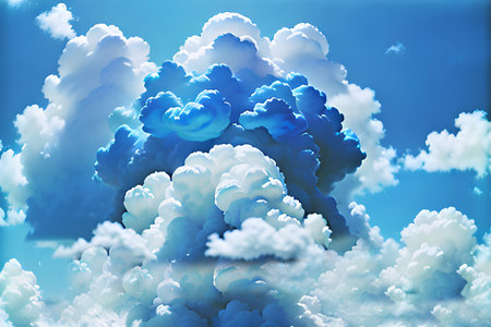 Evening sunset with clouds of blue hue. AI Generative