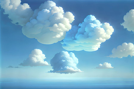 Evening sunset with clouds of blue hue. AI Generative