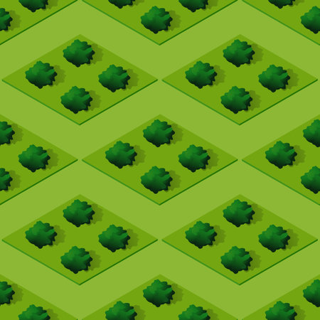 Seamless natural forest with trees park Repeating Tile Pattern Isometric Illustration for Printing and Design Creative Designのイラスト素材