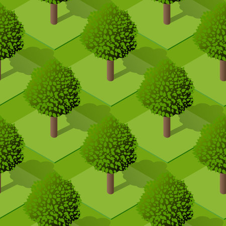 Seamless natural forest with trees park Repeating Tile Pattern Isometric Illustration for Printing and Design Creative Designのイラスト素材