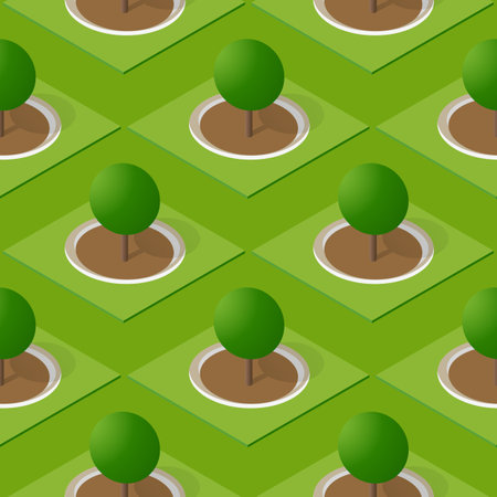 Seamless natural forest with trees park Repeating Tile Pattern Isometric Illustration for Printing and Design Creative Designのイラスト素材