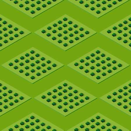 Seamless natural forest with trees park Repeating Tile Pattern Isometric Illustration for Printing and Design Creative Designのイラスト素材