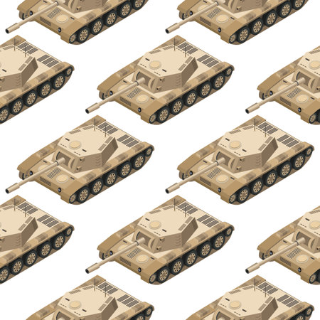 Army tank transport, transportation war camouflage go on the attack seamless background 3D illustrationのイラスト素材