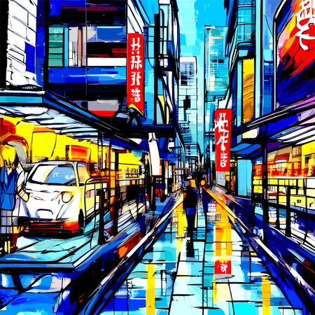 Vector Abstract Summer illustration city urban area with a lot of housesのイラスト素材