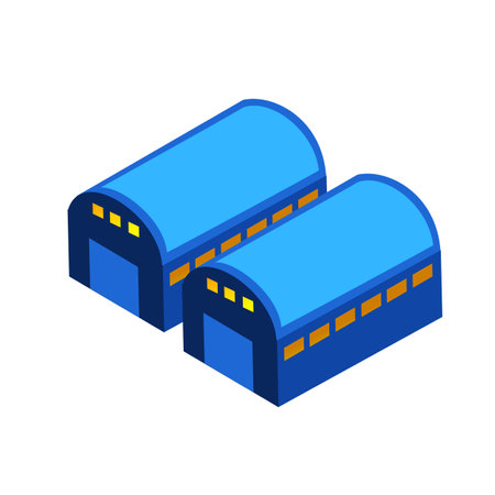 Night city building apartment residential home isometric 3D illustrationのイラスト素材