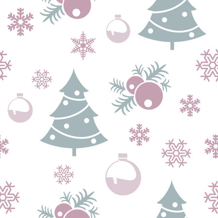 Christmas seamless pattern featuring christmas trees and ornaments