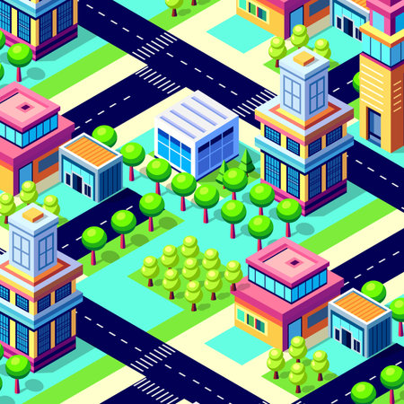 Isometric urban megalopolis top view of the city infrastructure town,のイラスト素材