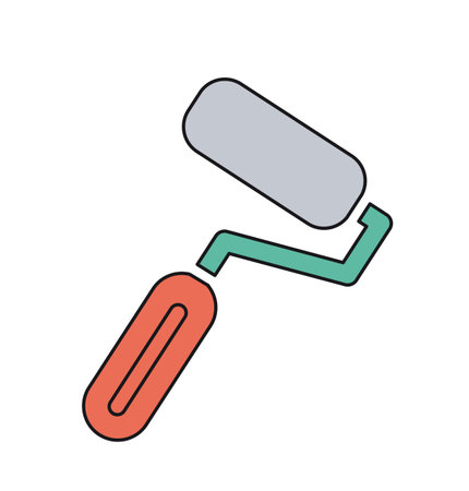 Paint roller tool icon for home improvement, house painting, and renovation tasks. Simple graphic symbolizing diy workのイラスト素材