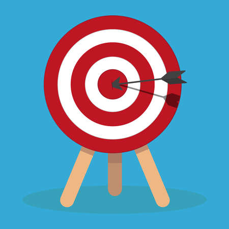 Target on wooden tripod. Business target concept. Achievement and success. Vector Illustration