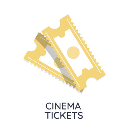 Two cinema vector tickets isolated on white background with text. front view illustration.のイラスト素材