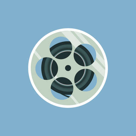 Film reel vector illustration isolated on the blue background. Cool Flat design.のイラスト素材
