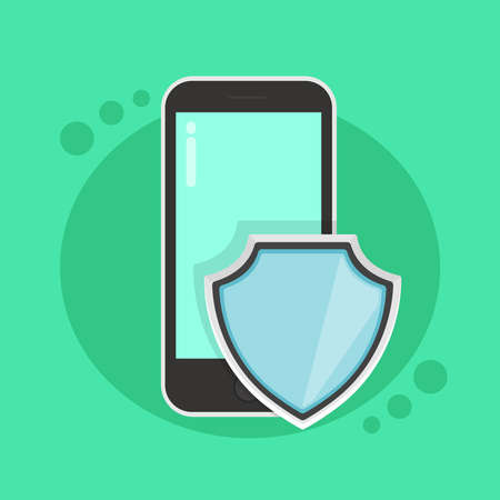 Mobile security, data protection concept. shield icon. Modern flat design graphic elements, for web banner, website, infographics. Vector illustrationのイラスト素材