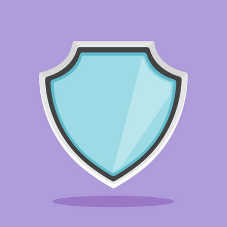 Shield Icon. flat design. isolated on purple background. Shield symbol for web site designのイラスト素材