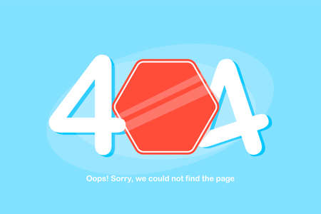 404 error, website not found sign with red sign on the blue backgroundのイラスト素材