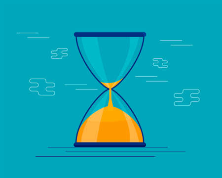 Hourglass antique instrument. Hourglass as time line, concept for business deadline, urgency and...