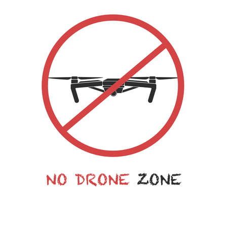 No drone zone sign. Drones are prohibited concept. Vector icon with the textのイラスト素材