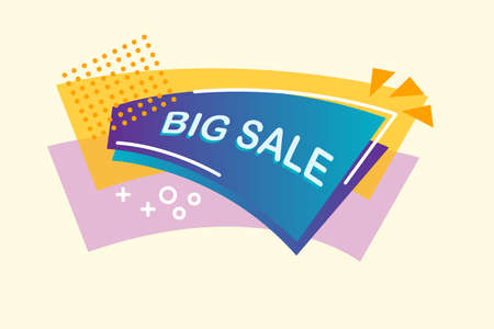 Big sale banner template design. Vector illustration. Big sale wording on the blue brochure. Geometric figures background.のイラスト素材