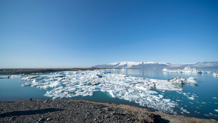 Ice formations and icebergs in Glacier Lagoon, Iceland, Europe