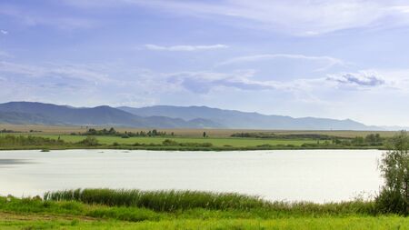 Beautiful lake in Altai mountains. Near the resort.の写真素材