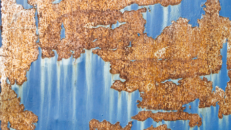 Texture of rust pattern on blue metal backgroundの写真素材