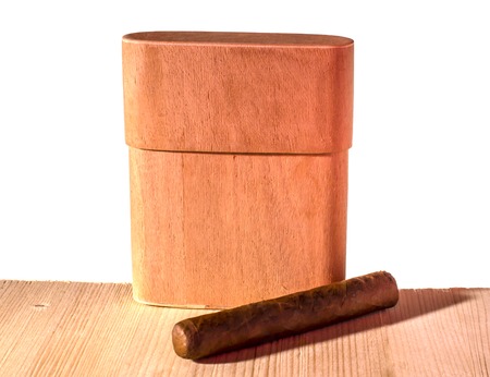 Case for cigars on a white background.の写真素材