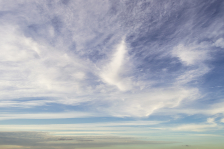 evening sky at sunset with Cirrus cloudsの写真素材