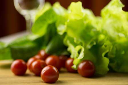 Cherry and saladの写真素材