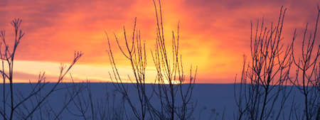 beautiful cloudy cold winter sunset