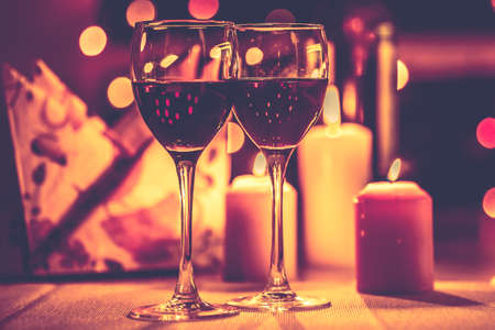 Romantic dinner in the restourantの写真素材