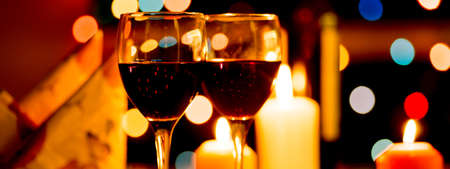 Romantic dinner in the restourantの写真素材