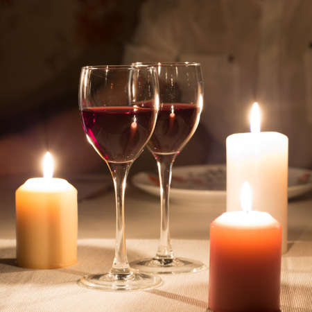 Romantic dinner in the restourantの写真素材