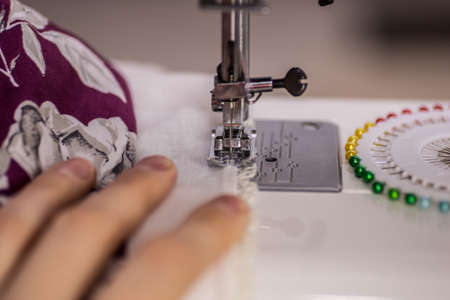 sewing machine in workの写真素材