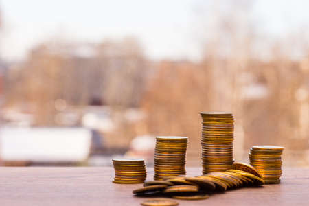 Chart of coins backgroundの写真素材