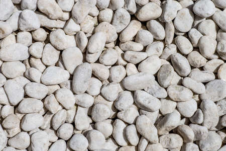 Naturally polished white rock pebbles nature background.の写真素材