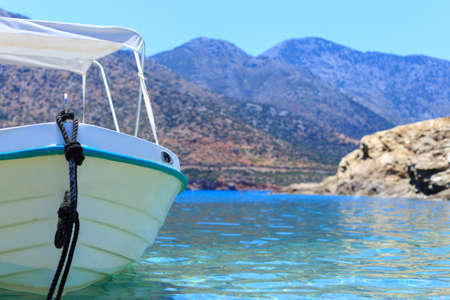 Fishing boat in the harbor of the Mediterranean close-up. Greece, Crete, Bali.の写真素材