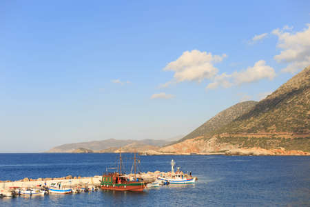 Tourist pirate ships in the port of Bali, Greece