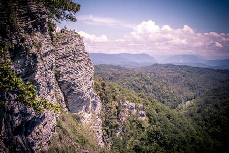 A mountain range not far from the city of Sochi. High rocks and a cliff beneath them. Eagle rocks....